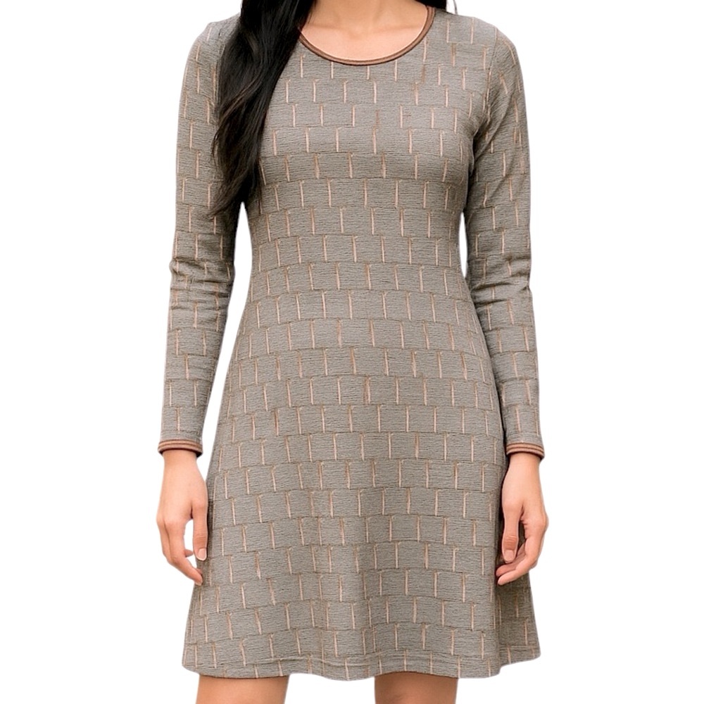 Ibex Juliet Annis Dress Merino Wool Gray Tan Size XS